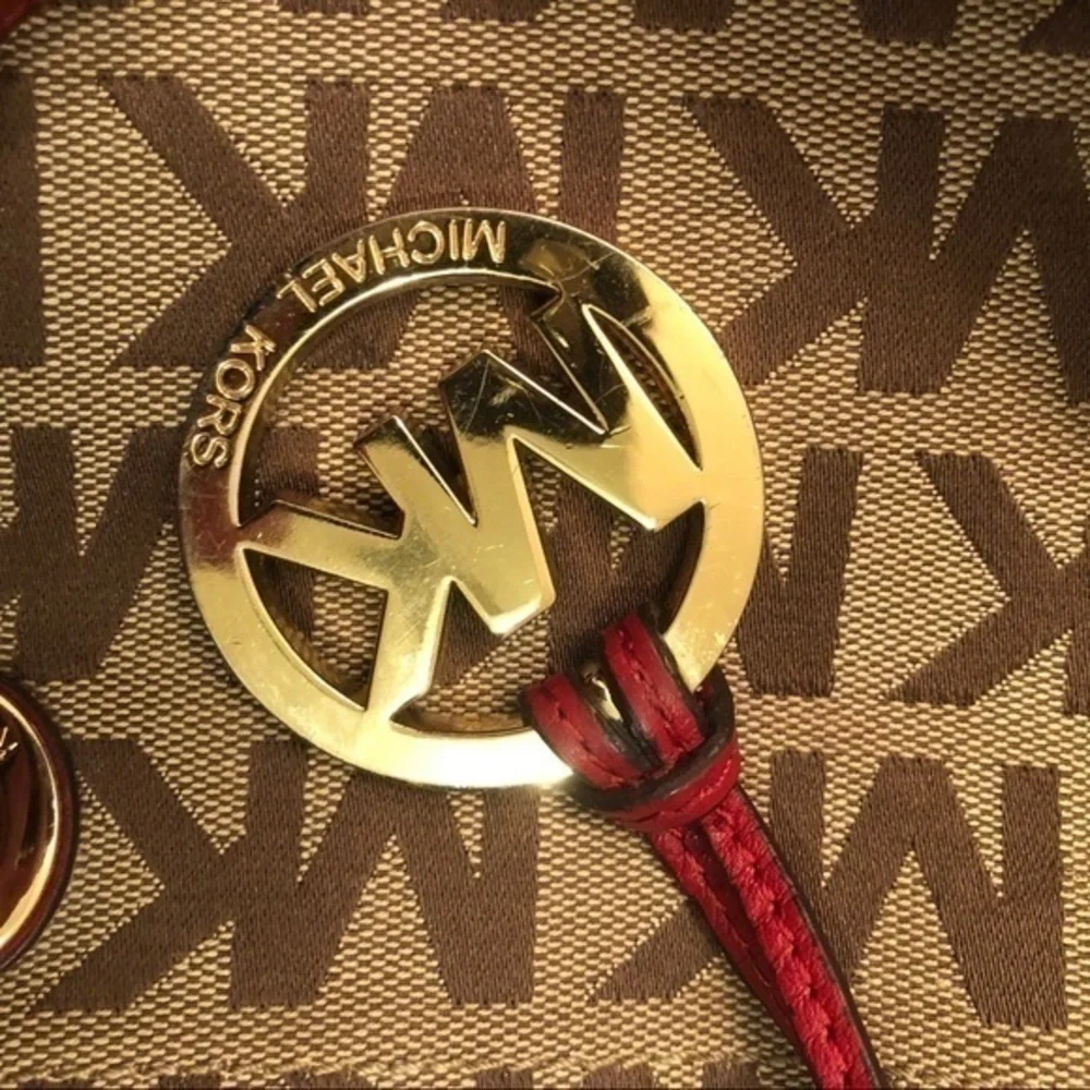 Michael kors brown monogram signature tote bag